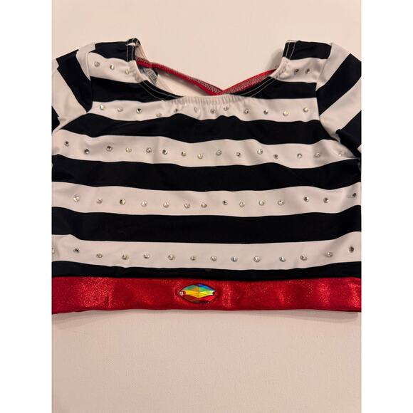 Semi-Custom French Girl Costume Dance Size MC Stones Added Red/Black/White - Picture 5 of 6